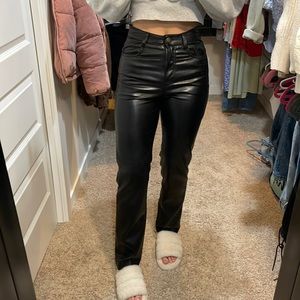 Faux Leather Straight Leg Pants